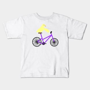 Duck On A Purple Bicycle Kids T-Shirt